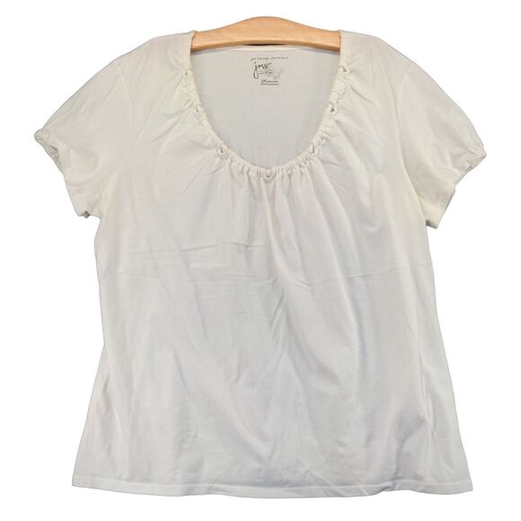JMS Just My Size Round Neck Tunic Top Womens Plus Size 3X Short Sleeve White - Picture 1 of 14